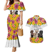 Labrador Retriever Personal Stalker Christmas Couples Matching Mermaid Dress and Hawaiian Shirt Funny Xmas Holiday Patterns - Wonder Print Shop