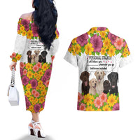 Labrador Retriever Personal Stalker Christmas Couples Matching Off The Shoulder Long Sleeve Dress and Hawaiian Shirt Funny Xmas Holiday Patterns - Wonder Print Shop