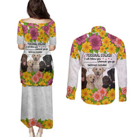 Labrador Retriever Personal Stalker Christmas Couples Matching Puletasi and Long Sleeve Button Shirt Funny Xmas Holiday Patterns - Wonder Print Shop