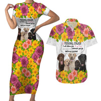 Labrador Retriever Personal Stalker Christmas Couples Matching Short Sleeve Bodycon Dress and Hawaiian Shirt Funny Xmas Holiday Patterns - Wonder Print Shop
