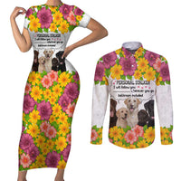 Labrador Retriever Personal Stalker Christmas Couples Matching Short Sleeve Bodycon Dress and Long Sleeve Button Shirt Funny Xmas Holiday Patterns - Wonder Print Shop
