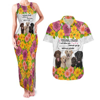 Labrador Retriever Personal Stalker Christmas Couples Matching Tank Maxi Dress and Hawaiian Shirt Funny Xmas Holiday Patterns - Wonder Print Shop