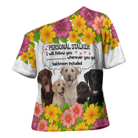 Labrador Retriever Personal Stalker Christmas Cross Shoulder Shirt Funny Xmas Holiday Patterns - Wonder Print Shop