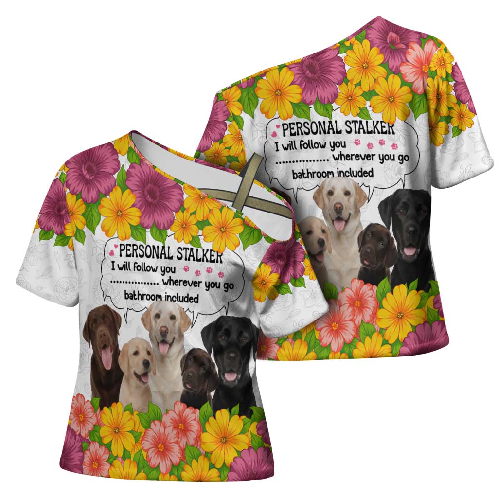 Labrador Retriever Personal Stalker Christmas Cross Shoulder Shirt Funny Xmas Holiday Patterns - Wonder Print Shop