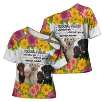 Labrador Retriever Personal Stalker Christmas Cross Shoulder Shirt Funny Xmas Holiday Patterns - Wonder Print Shop