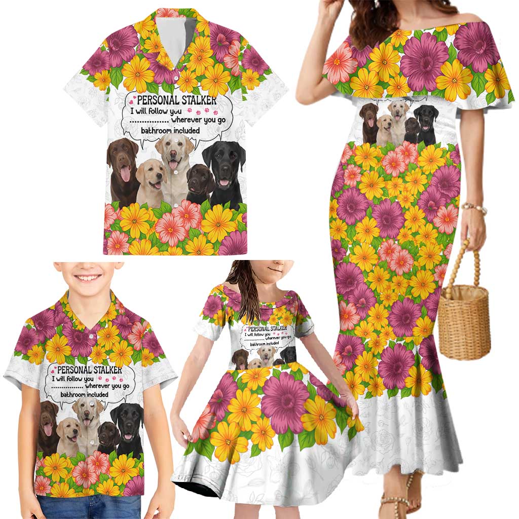 Labrador Retriever Personal Stalker Christmas Family Matching Mermaid Dress and Hawaiian Shirt Funny Xmas Holiday Patterns - Wonder Print Shop