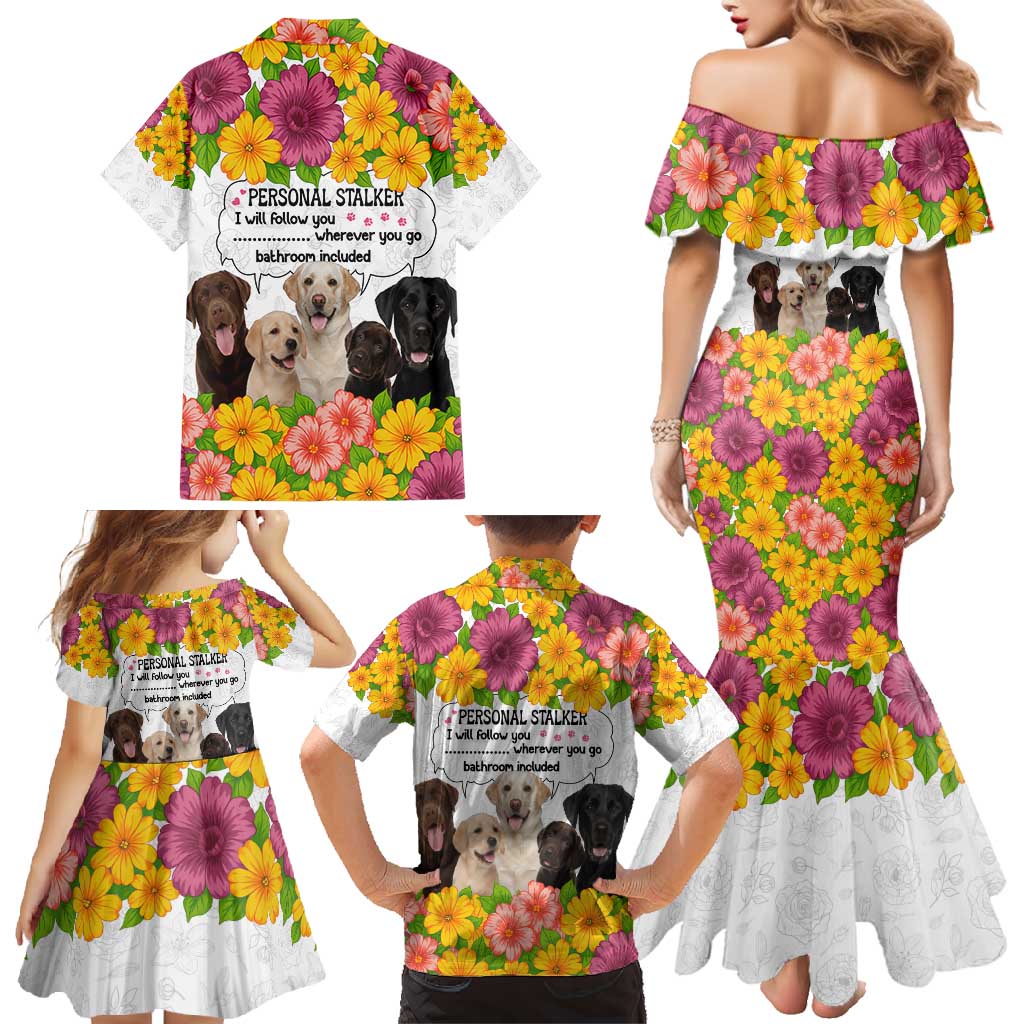 Labrador Retriever Personal Stalker Christmas Family Matching Mermaid Dress and Hawaiian Shirt Funny Xmas Holiday Patterns - Wonder Print Shop