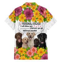 Labrador Retriever Personal Stalker Christmas Family Matching Off The Shoulder Long Sleeve Dress and Hawaiian Shirt Funny Xmas Holiday Patterns - Wonder Print Shop