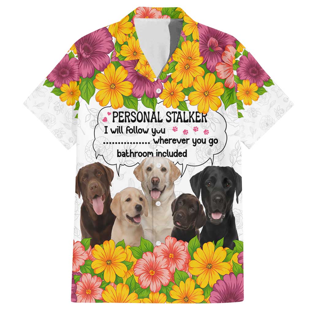 Labrador Retriever Personal Stalker Christmas Family Matching Off Shoulder Short Dress and Hawaiian Shirt Funny Xmas Holiday Patterns - Wonder Print Shop