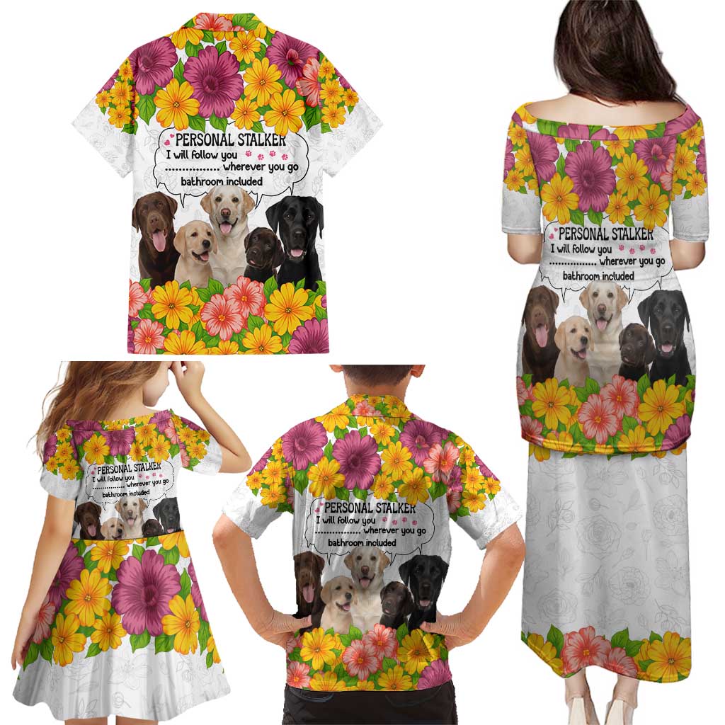 Labrador Retriever Personal Stalker Christmas Family Matching Puletasi and Hawaiian Shirt Funny Xmas Holiday Patterns - Wonder Print Shop
