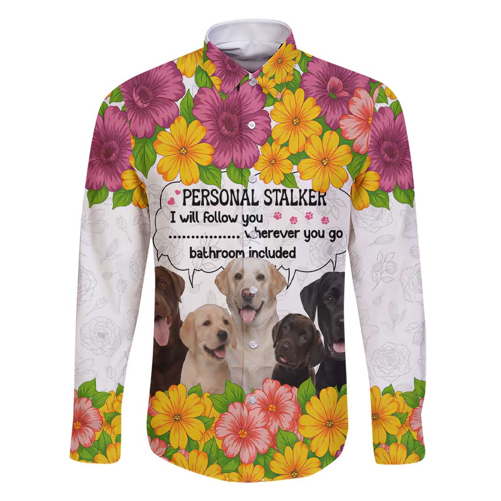 Labrador Retriever Personal Stalker Christmas Family Matching Short Sleeve Bodycon Dress and Hawaiian Shirt Funny Xmas Holiday Patterns - Wonder Print Shop