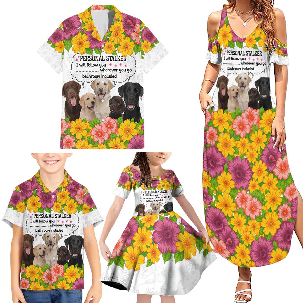 Labrador Retriever Personal Stalker Christmas Family Matching Summer Maxi Dress and Hawaiian Shirt Funny Xmas Holiday Patterns - Wonder Print Shop