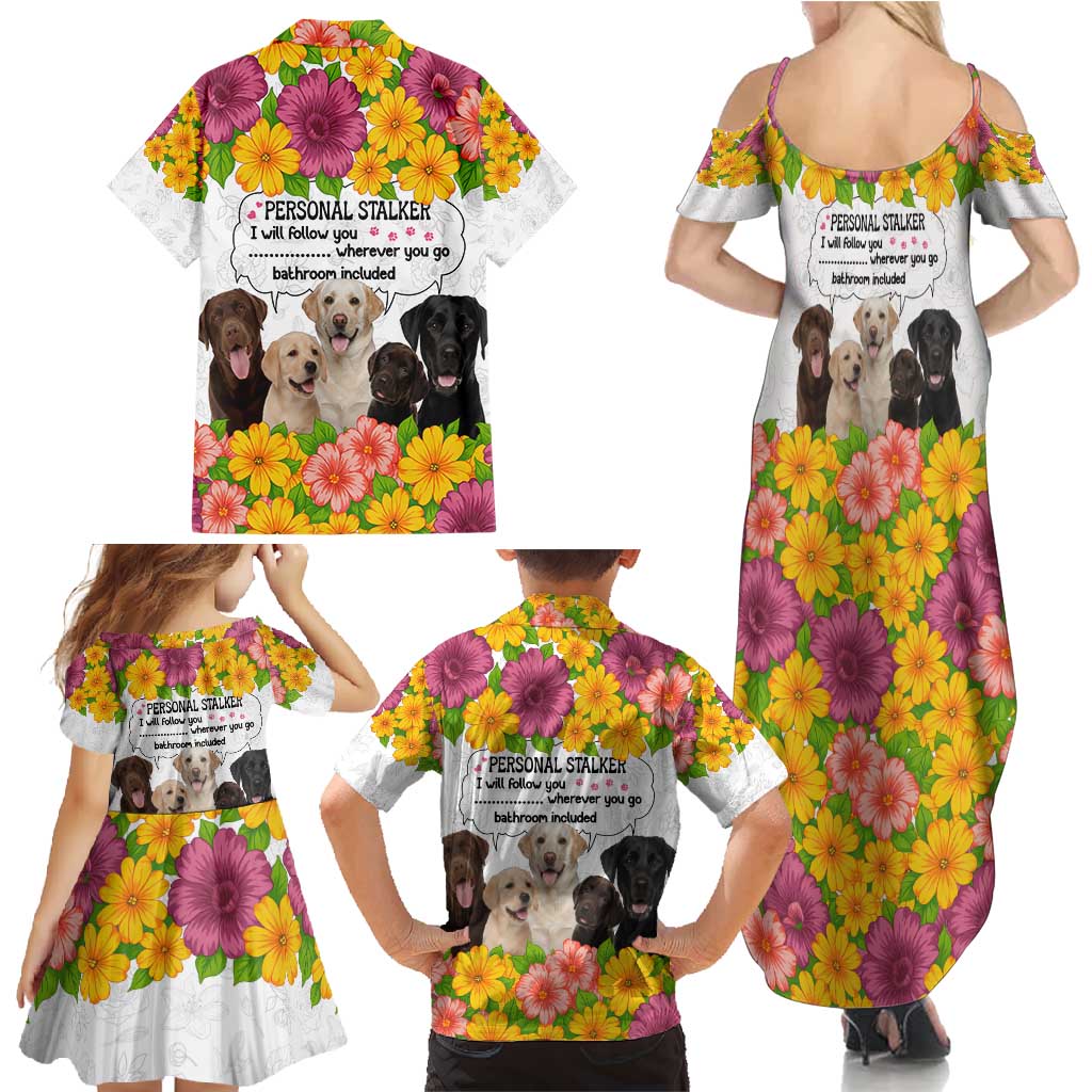 Labrador Retriever Personal Stalker Christmas Family Matching Summer Maxi Dress and Hawaiian Shirt Funny Xmas Holiday Patterns - Wonder Print Shop