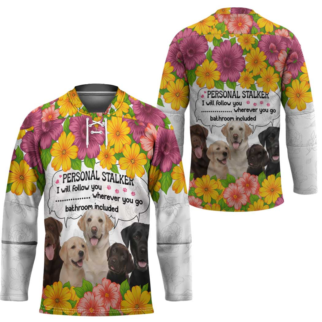 Labrador Retriever Personal Stalker Christmas Hockey Jersey Funny Xmas Holiday Patterns - Wonder Print Shop