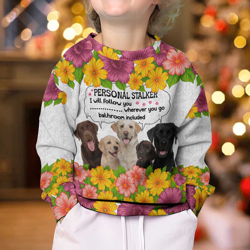 Labrador Retriever Personal Stalker Christmas Kid Ugly Christmas Sweater Funny Xmas Holiday Patterns - Wonder Print Shop