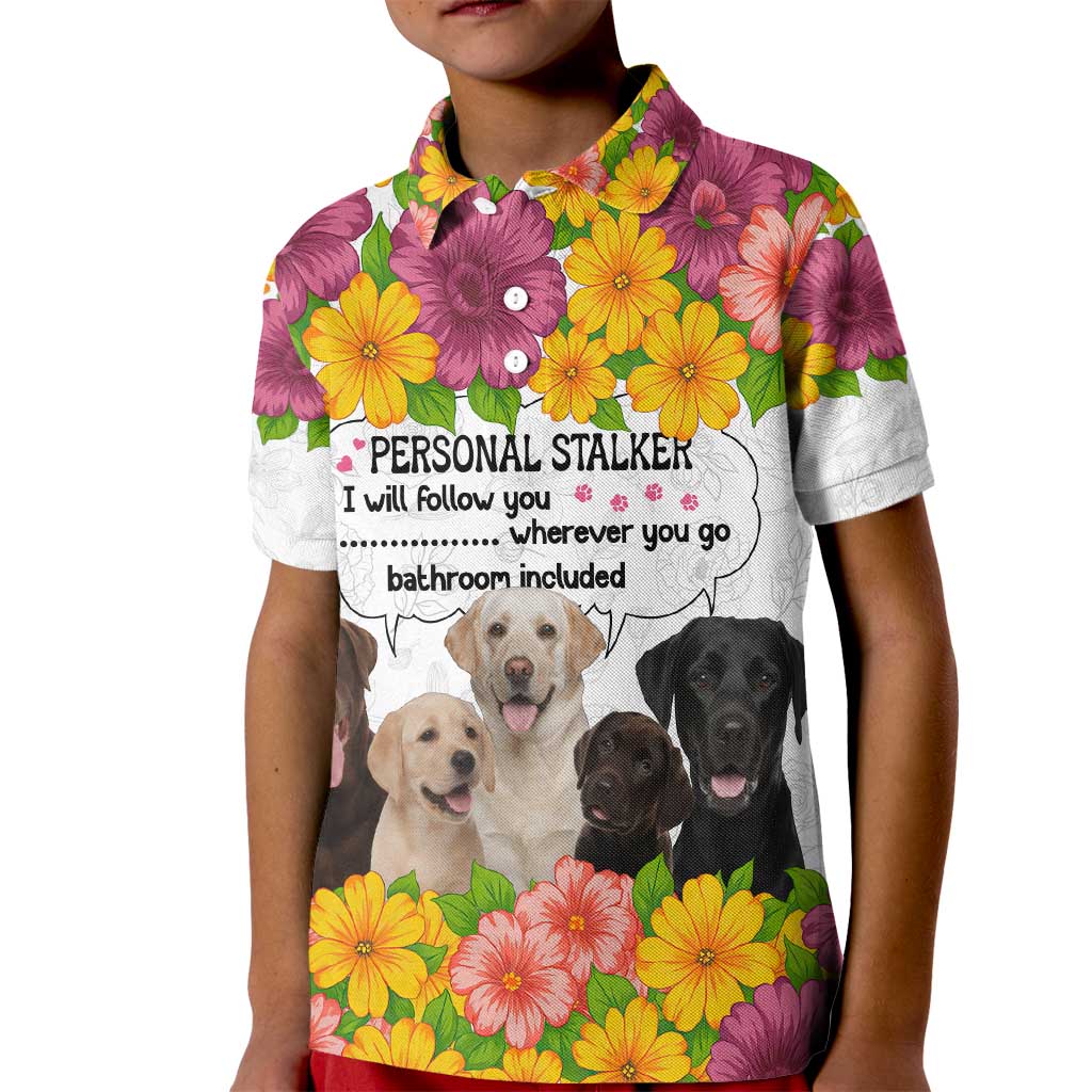 Labrador Retriever Personal Stalker Christmas Kid Polo Shirt Funny Xmas Holiday Patterns - Wonder Print Shop