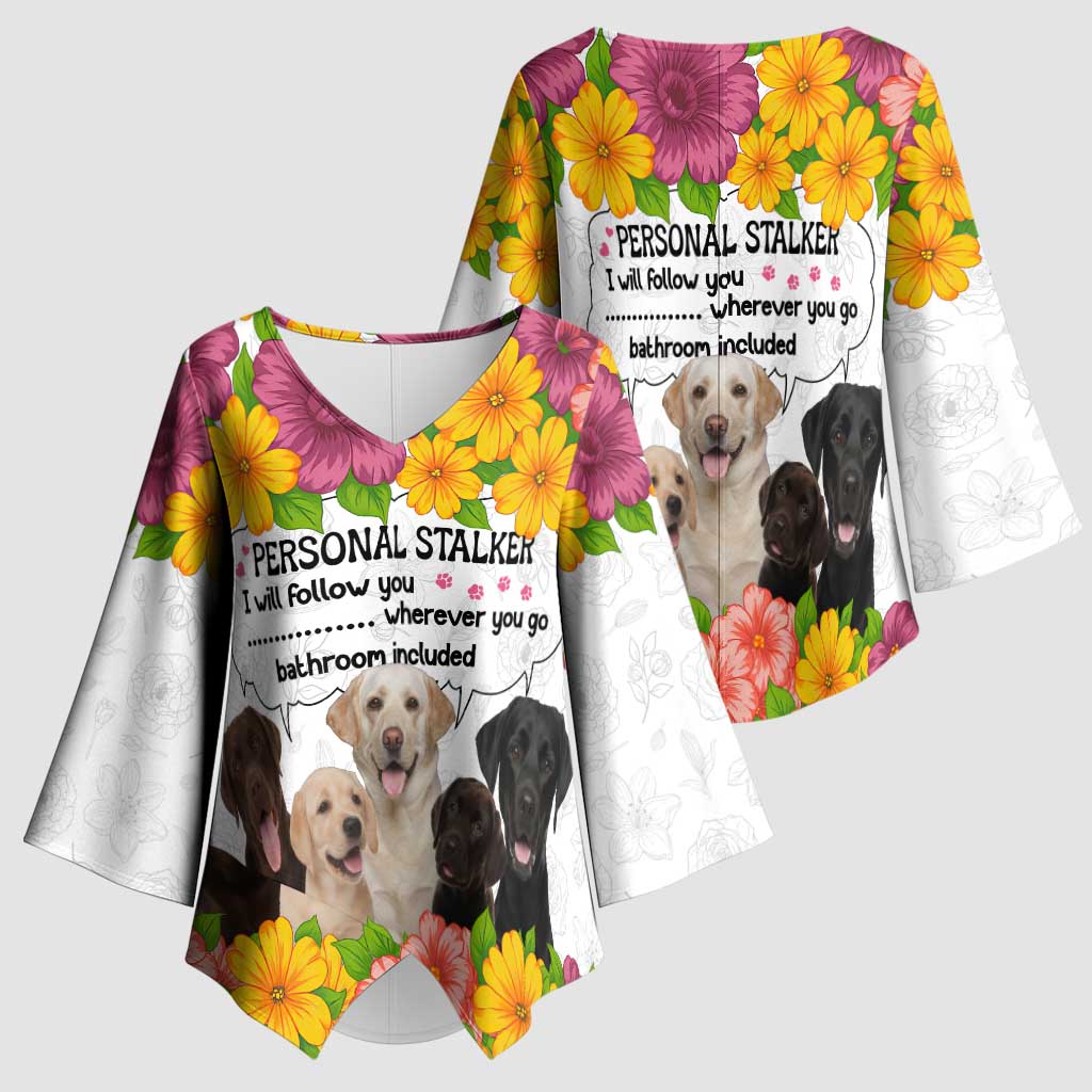 Labrador Retriever Personal Stalker Christmas Kimono Sleeve Blouse Funny Xmas Holiday Patterns - Wonder Print Shop