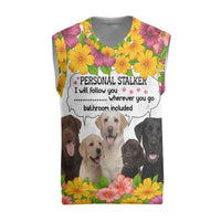 Labrador Retriever Personal Stalker Christmas Knitted V-Neck Vest Funny Xmas Holiday Patterns - Wonder Print Shop