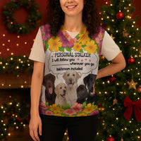 Labrador Retriever Personal Stalker Christmas Knitted V-Neck Vest Funny Xmas Holiday Patterns - Wonder Print Shop