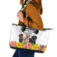 Labrador Retriever Personal Stalker Christmas Leather Tote Bag Funny Xmas Holiday Patterns - Wonder Print Shop