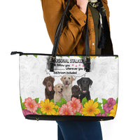 Labrador Retriever Personal Stalker Christmas Leather Tote Bag Funny Xmas Holiday Patterns - Wonder Print Shop