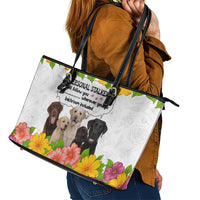 Labrador Retriever Personal Stalker Christmas Leather Tote Bag Funny Xmas Holiday Patterns - Wonder Print Shop