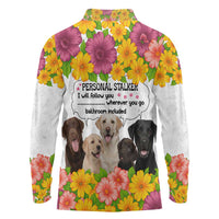 Labrador Retriever Personal Stalker Christmas Long Sleeve Polo Shirt Funny Xmas Holiday Patterns - Wonder Print Shop