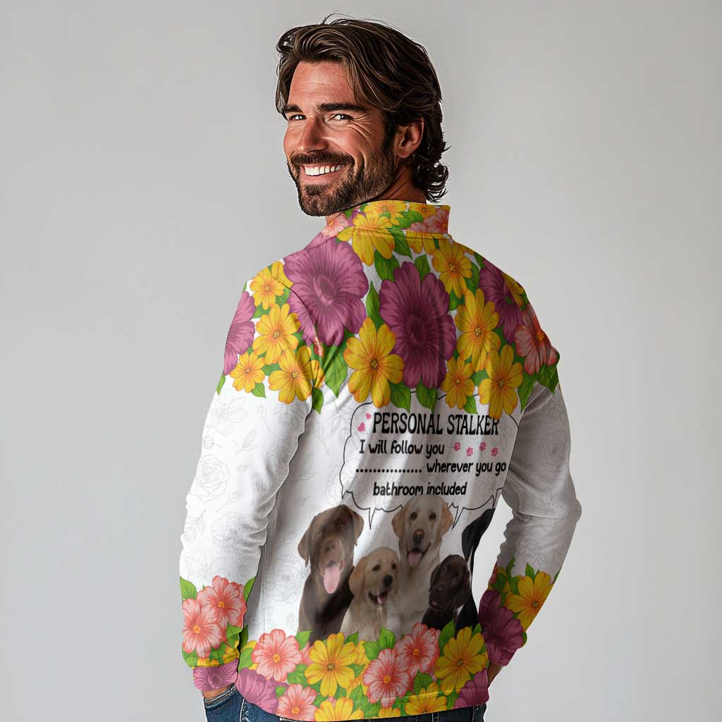 Labrador Retriever Personal Stalker Christmas Long Sleeve Polo Shirt Funny Xmas Holiday Patterns - Wonder Print Shop