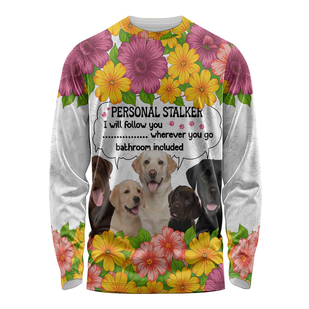 Labrador Retriever Personal Stalker Christmas Long Sleeve Shirt Funny Xmas Holiday Patterns - Wonder Print Shop