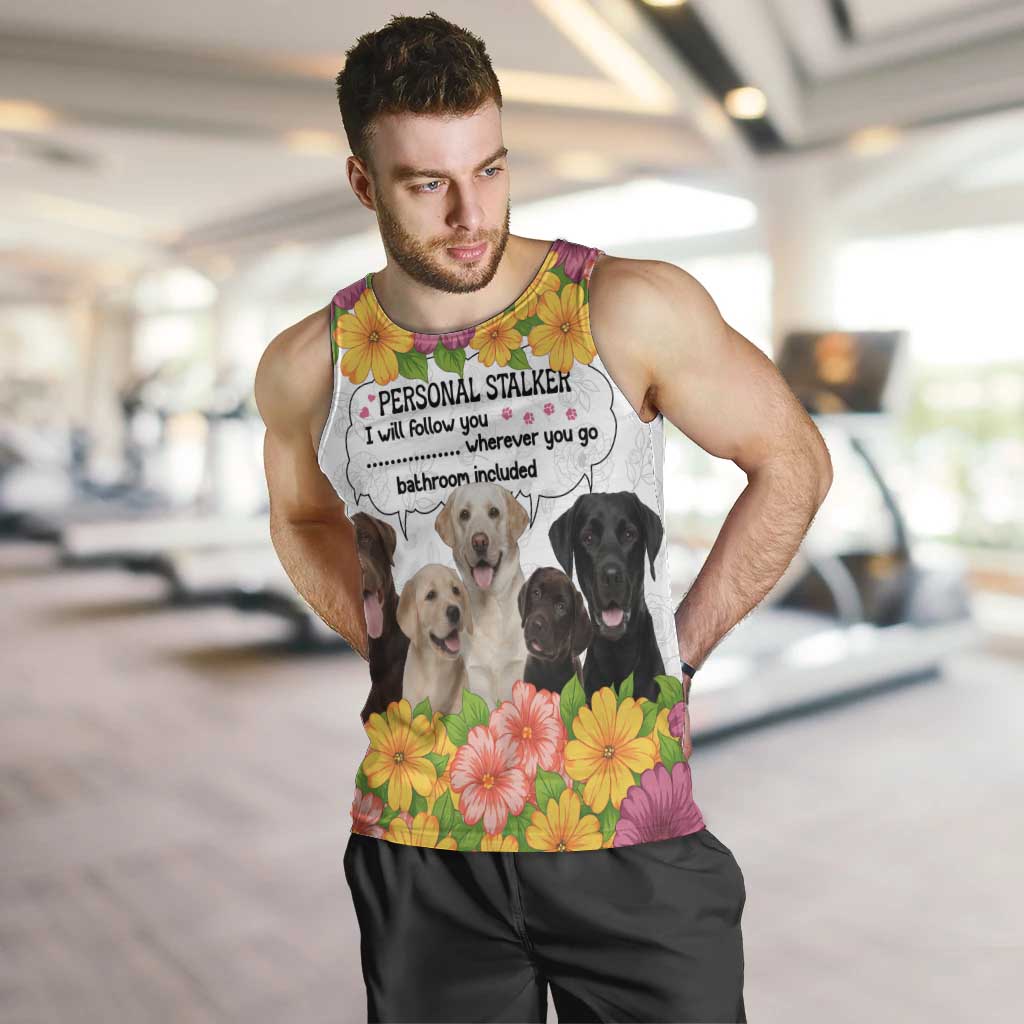 Labrador Retriever Personal Stalker Christmas Men Tank Top Funny Xmas Holiday Patterns - Wonder Print Shop