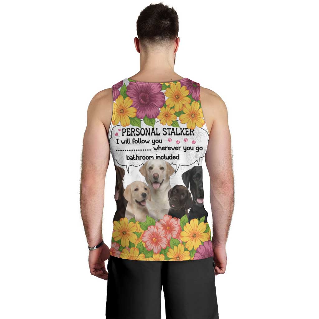Labrador Retriever Personal Stalker Christmas Men Tank Top Funny Xmas Holiday Patterns - Wonder Print Shop