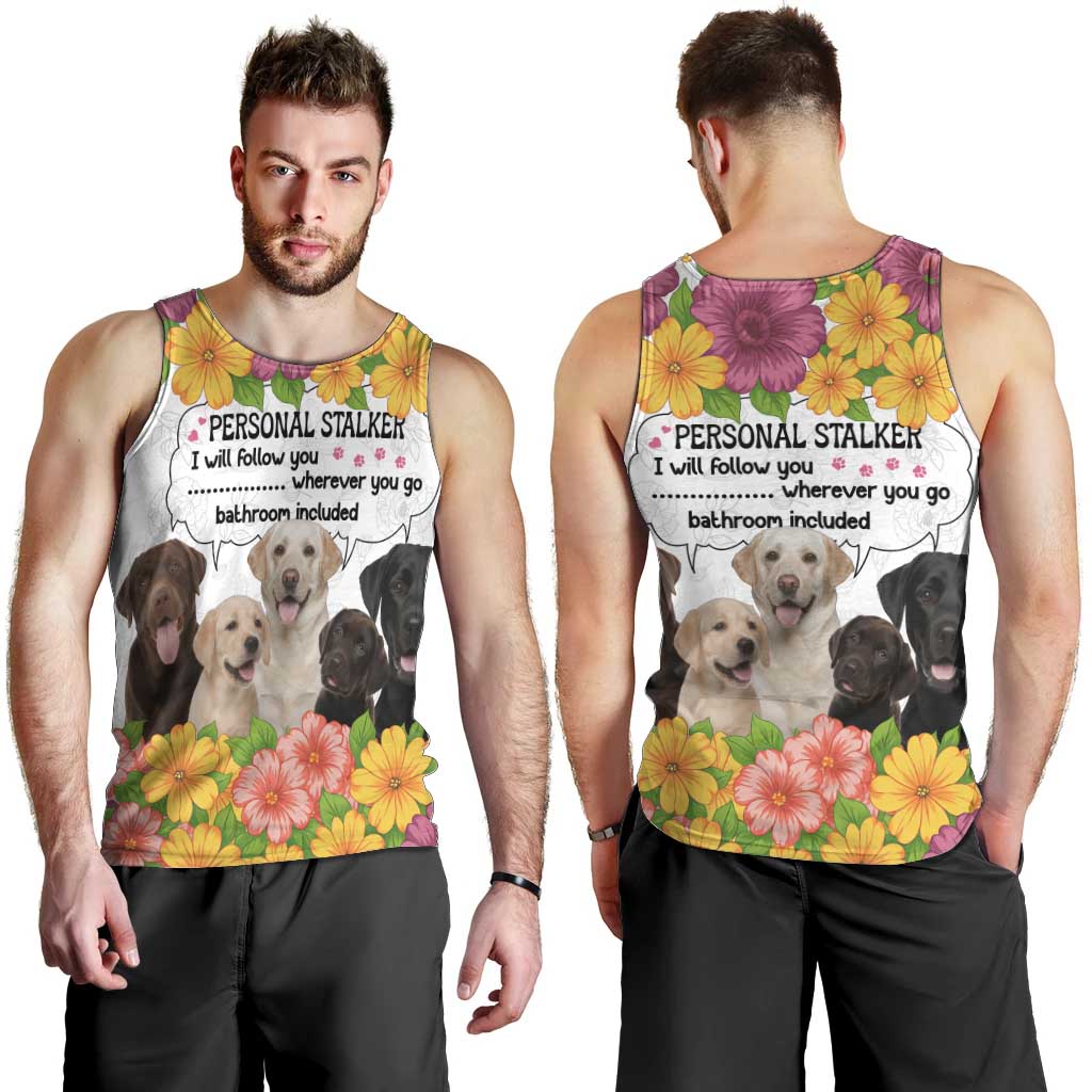 Labrador Retriever Personal Stalker Christmas Men Tank Top Funny Xmas Holiday Patterns - Wonder Print Shop