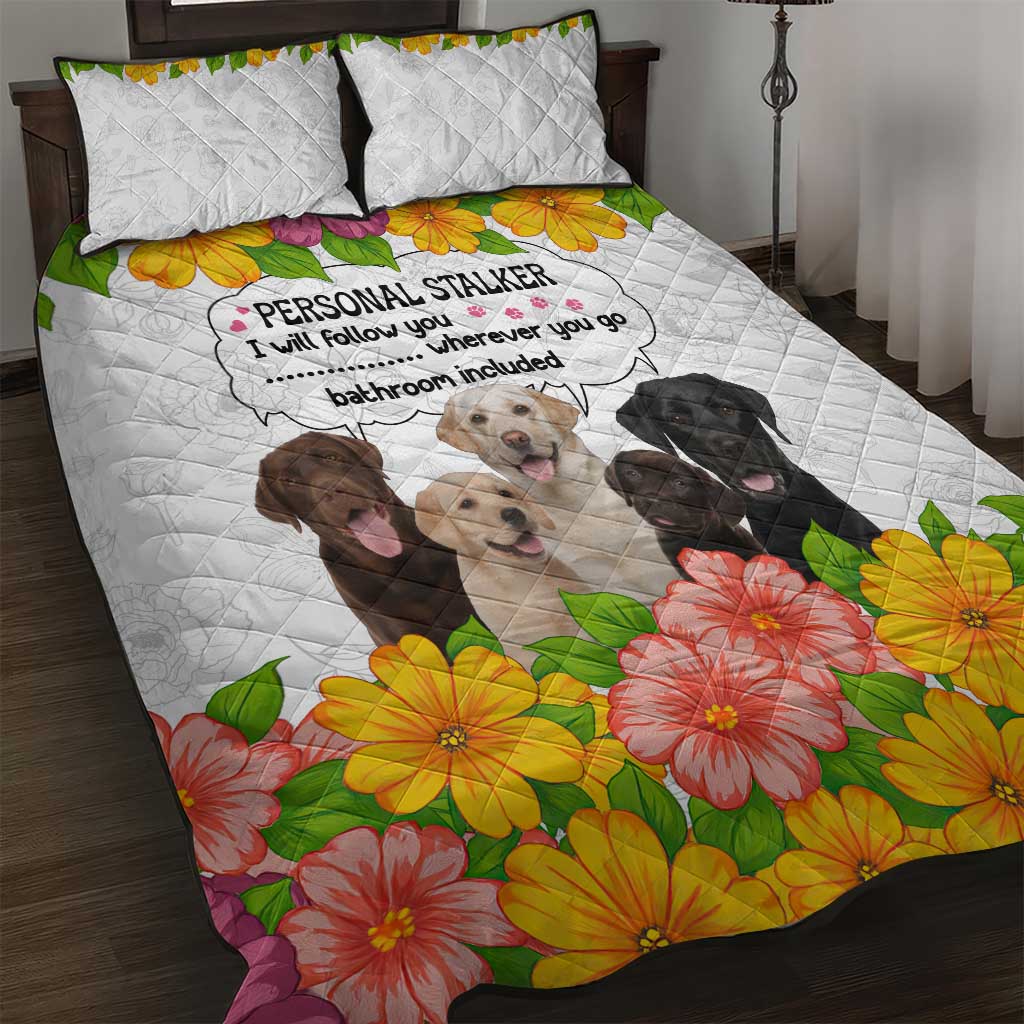 Labrador Retriever Personal Stalker Christmas Quilt Bed Set Funny Xmas Holiday Patterns - Wonder Print Shop