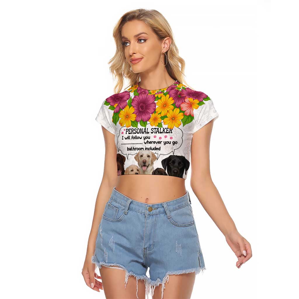 Labrador Retriever Personal Stalker Christmas Raglan Cropped T Shirt Funny Xmas Holiday Patterns - Wonder Print Shop