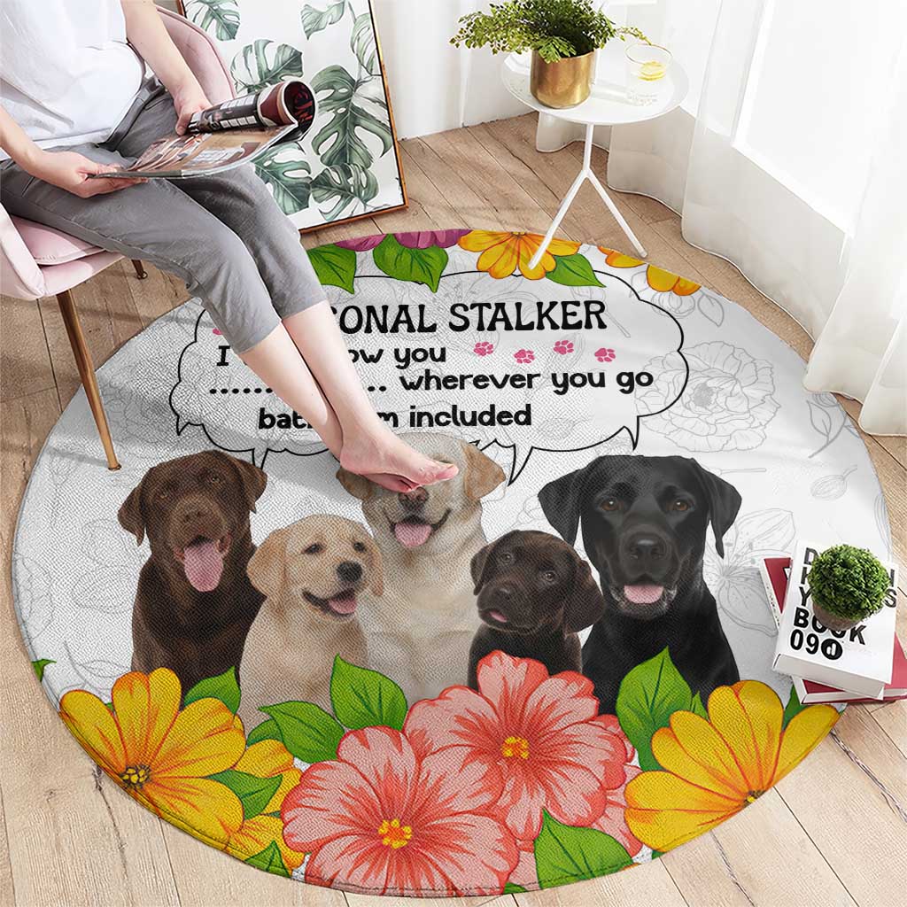 Labrador Retriever Personal Stalker Christmas Round Carpet Funny Xmas Holiday Patterns - Wonder Print Shop