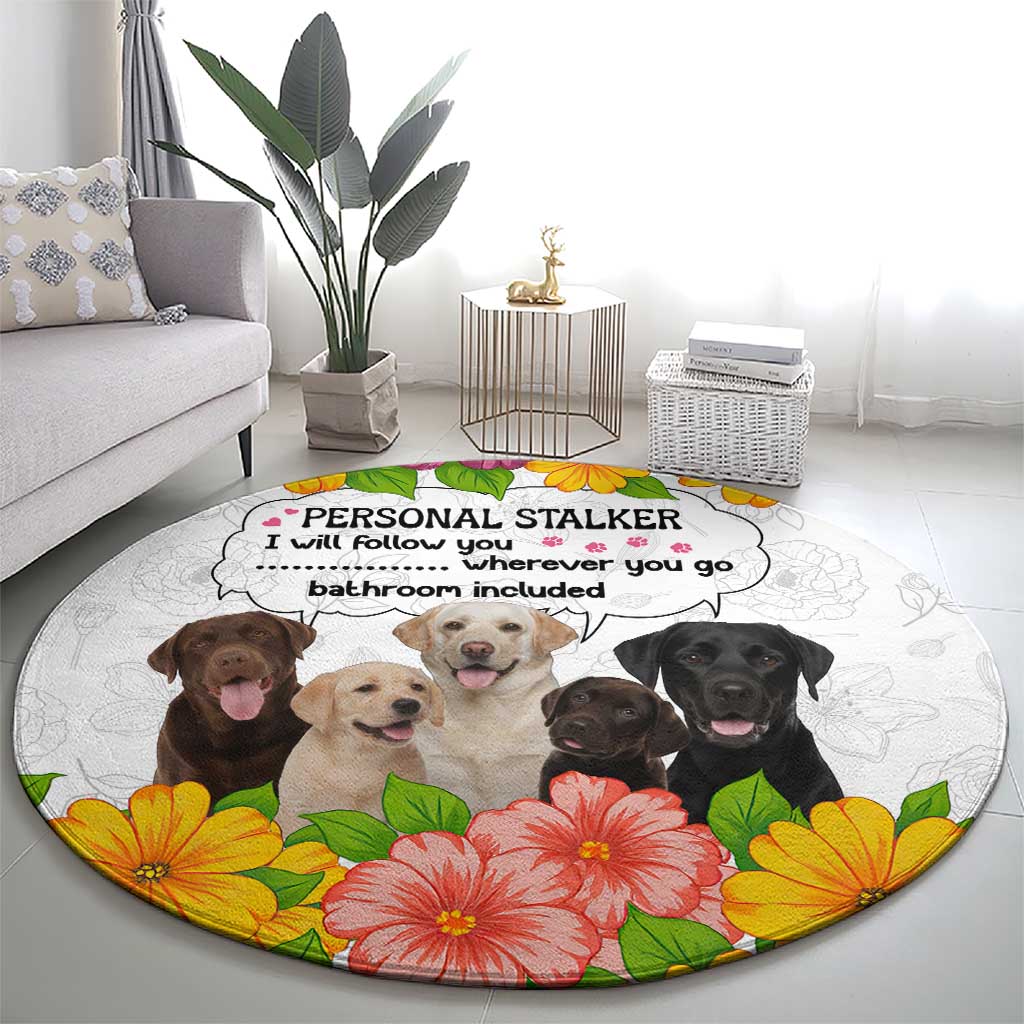 Labrador Retriever Personal Stalker Christmas Round Carpet Funny Xmas Holiday Patterns - Wonder Print Shop