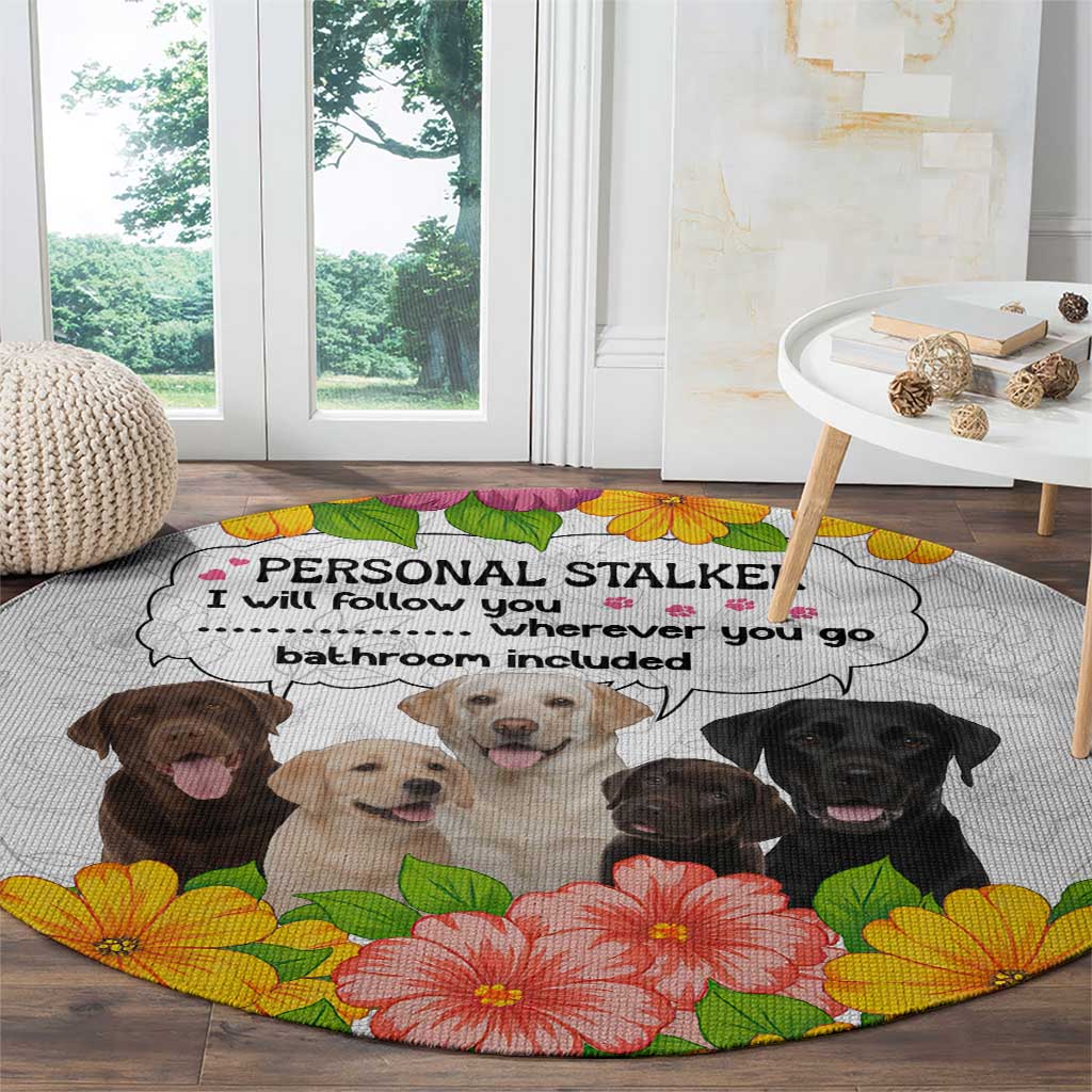 Labrador Retriever Personal Stalker Christmas Round Carpet Funny Xmas Holiday Patterns - Wonder Print Shop