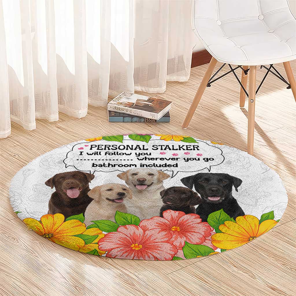 Labrador Retriever Personal Stalker Christmas Round Carpet Funny Xmas Holiday Patterns - Wonder Print Shop