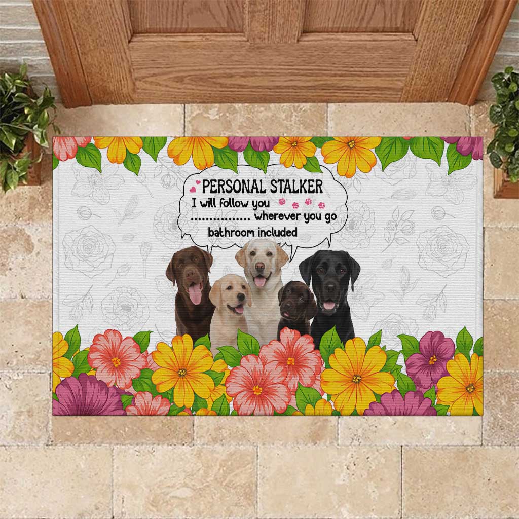Labrador Retriever Personal Stalker Christmas Rubber Doormat Funny Xmas Holiday Patterns - Wonder Print Shop
