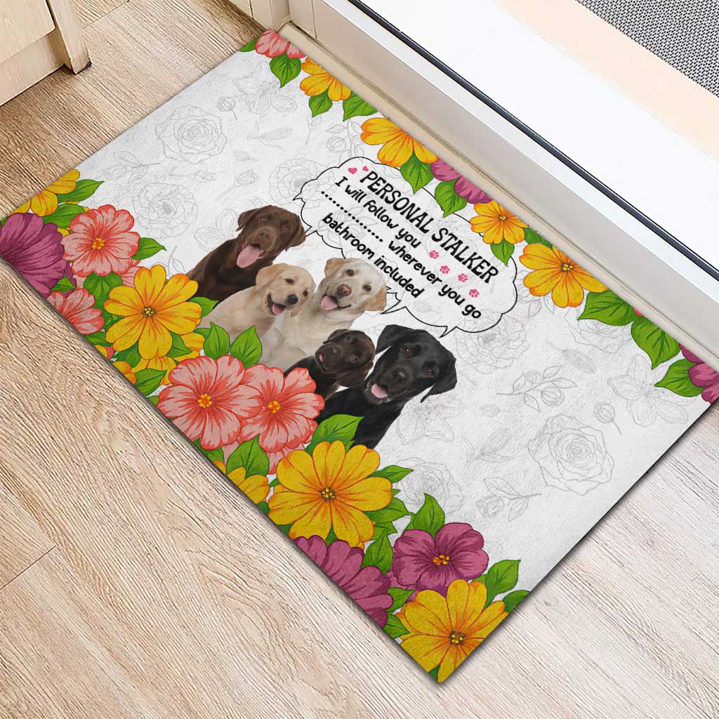 Labrador Retriever Personal Stalker Christmas Rubber Doormat Funny Xmas Holiday Patterns - Wonder Print Shop