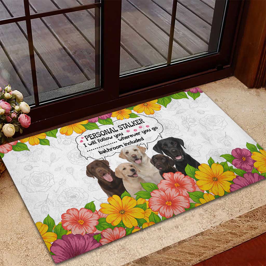 Labrador Retriever Personal Stalker Christmas Rubber Doormat Funny Xmas Holiday Patterns - Wonder Print Shop