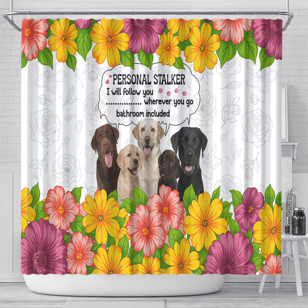 Labrador Retriever Personal Stalker Christmas Shower Curtain Funny Xmas Holiday Patterns - Wonder Print Shop