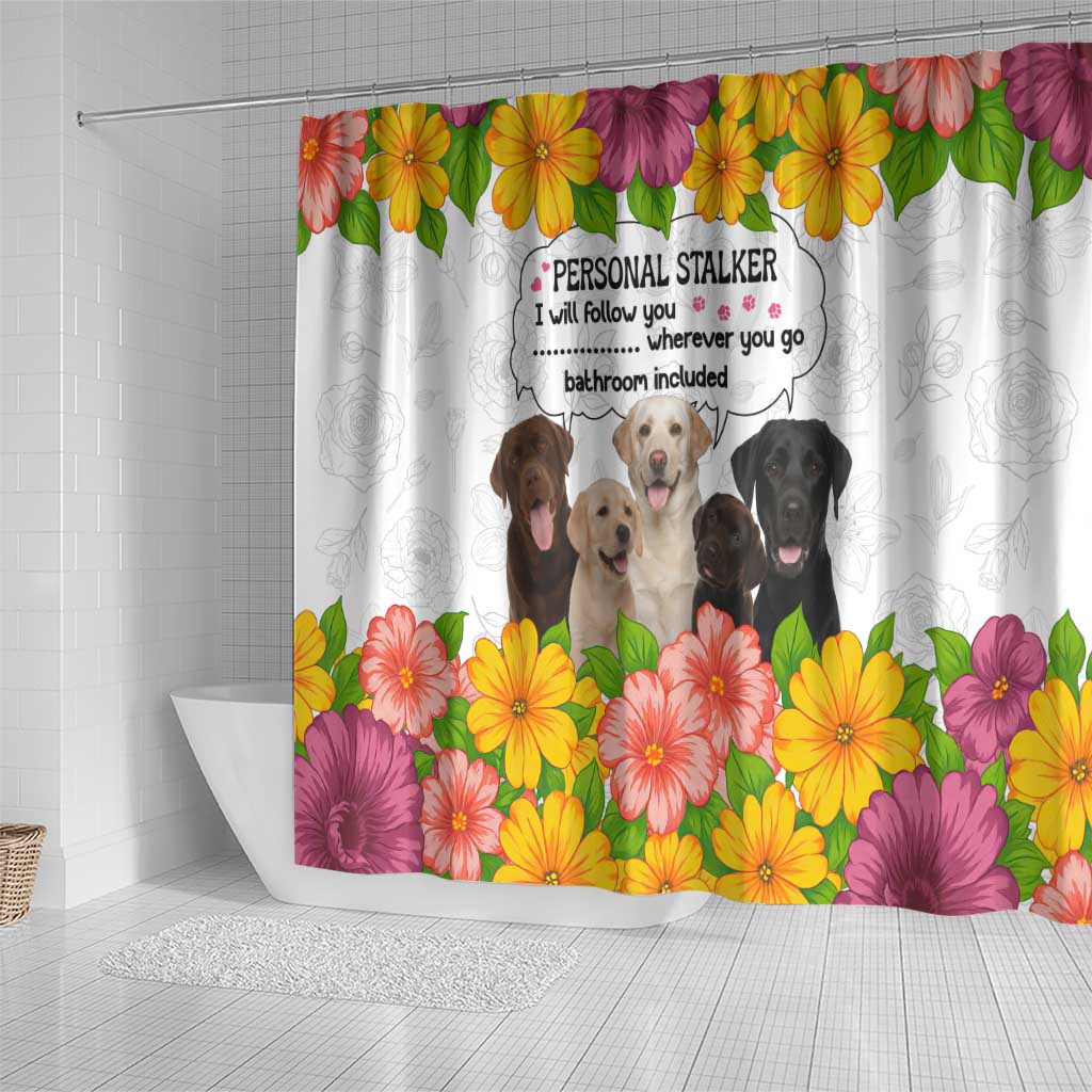 Labrador Retriever Personal Stalker Christmas Shower Curtain Funny Xmas Holiday Patterns - Wonder Print Shop