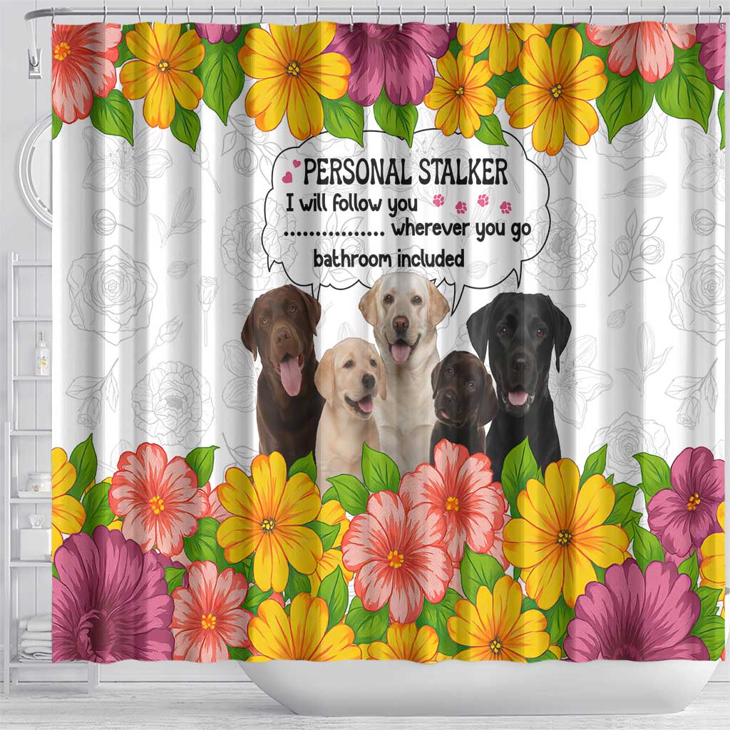 Labrador Retriever Personal Stalker Christmas Shower Curtain Funny Xmas Holiday Patterns - Wonder Print Shop