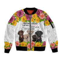 Labrador Retriever Personal Stalker Christmas Sleeve Zip Bomber Jacket Funny Xmas Holiday Patterns - Wonder Print Shop