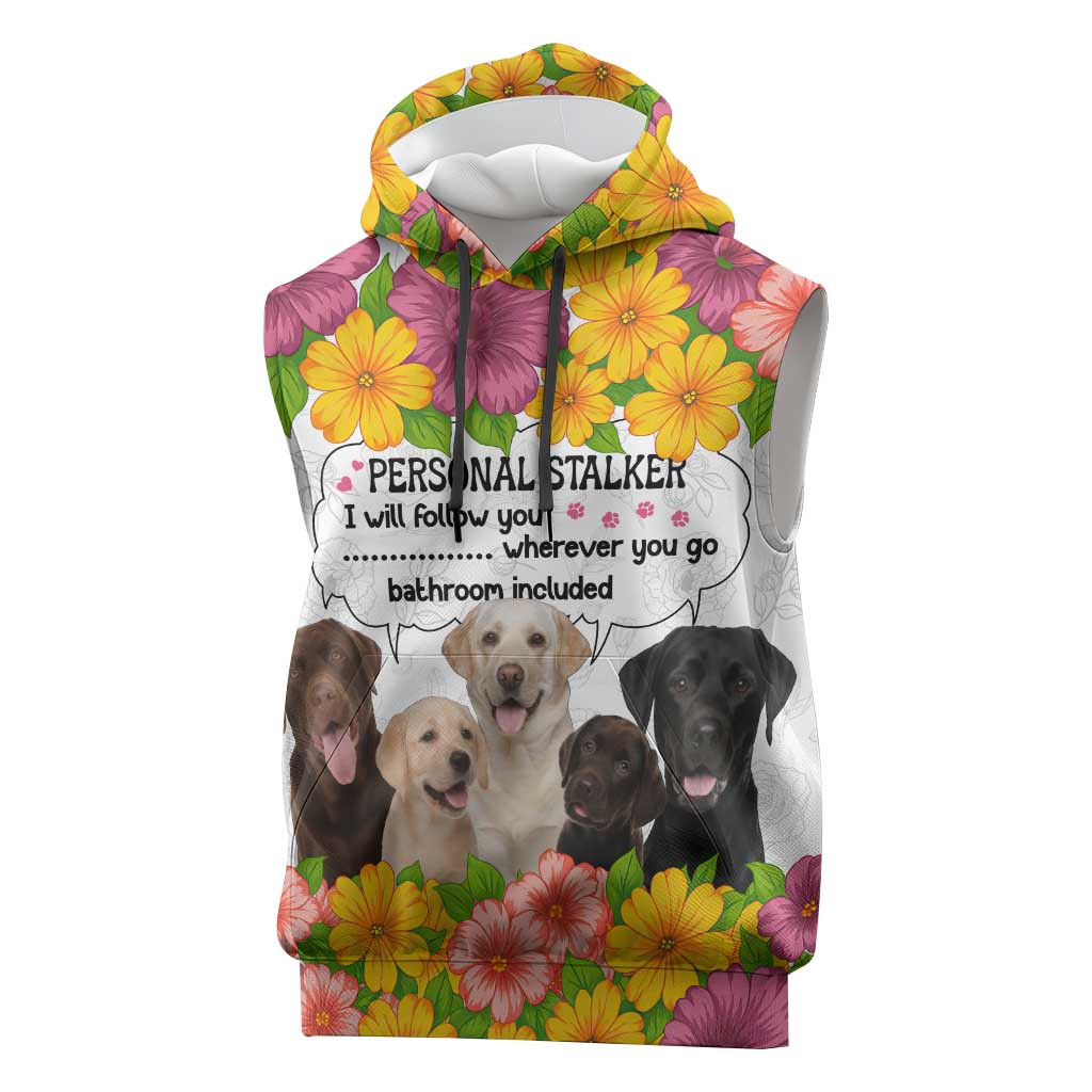 Labrador Retriever Personal Stalker Christmas Sleeveless Hoodie Funny Xmas Holiday Patterns - Wonder Print Shop