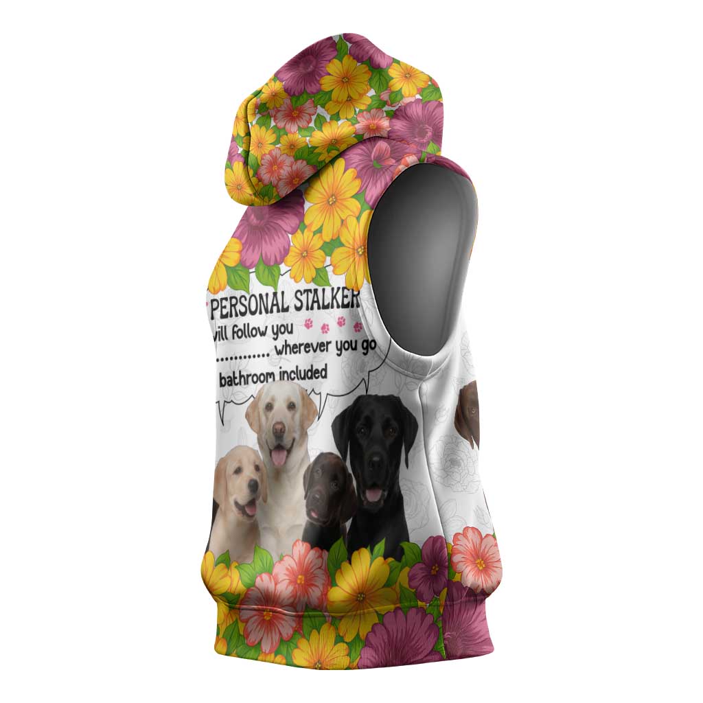 Labrador Retriever Personal Stalker Christmas Sleeveless Hoodie Funny Xmas Holiday Patterns - Wonder Print Shop