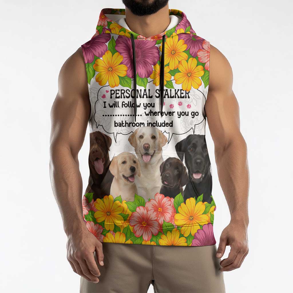 Labrador Retriever Personal Stalker Christmas Sleeveless Hoodie Funny Xmas Holiday Patterns - Wonder Print Shop
