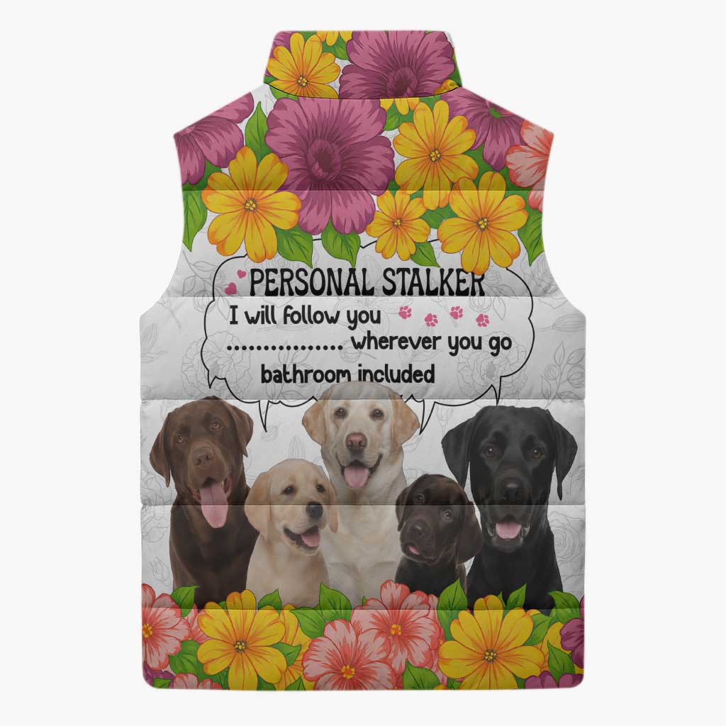 Labrador Retriever Personal Stalker Christmas Sleeveless Puffer Jacket Funny Xmas Holiday Patterns - Wonder Print Shop