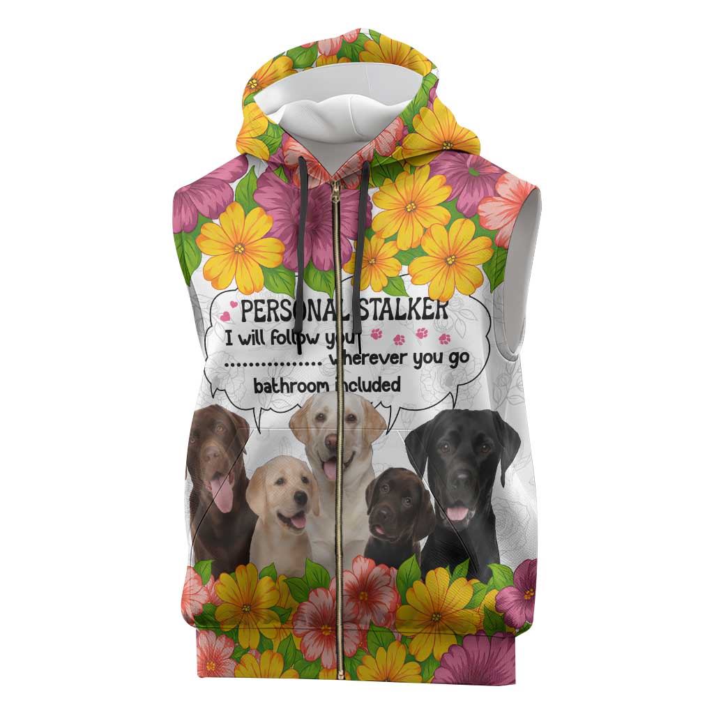 Labrador Retriever Personal Stalker Christmas Sleeveless Zip Hoodie Funny Xmas Holiday Patterns - Wonder Print Shop